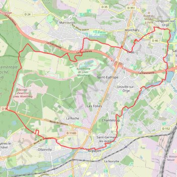 Itinéraire Autour de Leuville-sur-Orge, distance, dénivelé, altitude, carte, profil, trace GPS