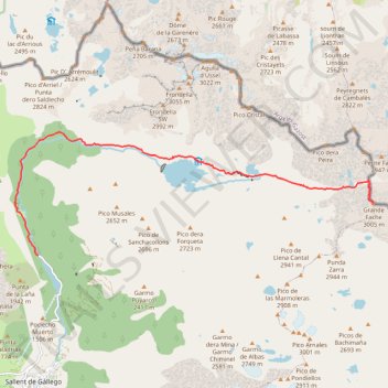 Itinéraire Respomuso-Grande Fache-La Sarra, distance, dénivelé, altitude, carte, profil, trace GPS