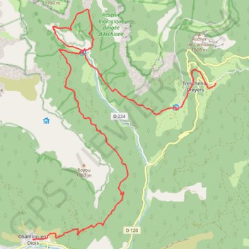 Itinéraire GTV - Tour du Vercors à pied - Les Nonnières - Châtillon-en-Diois, distance, dénivelé, altitude, carte, profil, trace GPS