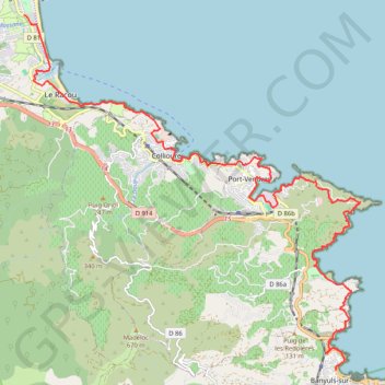 Itinéraire [Itinéraire] Argelès - Cerbère (Sentier Littoral), distance, dénivelé, altitude, carte, profil, trace GPS