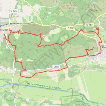 Itinéraire Fontvieille-meuneries, distance, dénivelé, altitude, carte, profil, trace GPS
