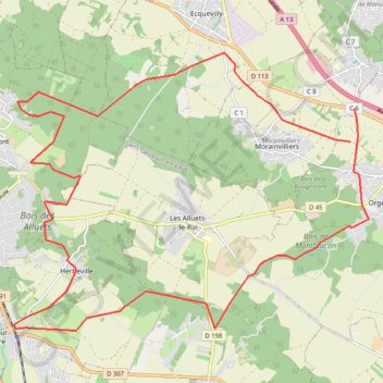 Itinéraire Herbeville, distance, dénivelé, altitude, carte, profil, trace GPS