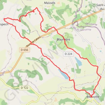 Itinéraire Beauville, Frespech, d'un promontoire fortifié à l'autre, distance, dénivelé, altitude, carte, profil, trace GPS