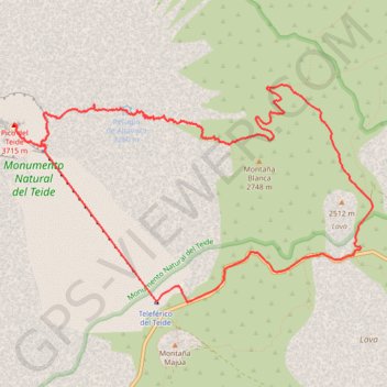 Itinéraire Pico del Teide, distance, dénivelé, altitude, carte, profil, trace GPS