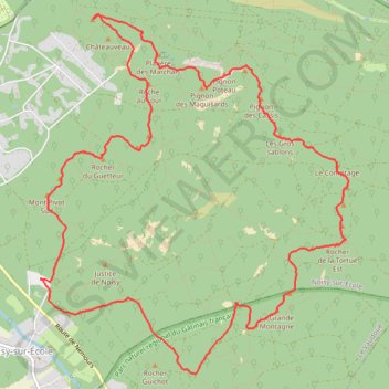 Itinéraire Les 25 bosses - Fontainebleau, distance, dénivelé, altitude, carte, profil, trace GPS