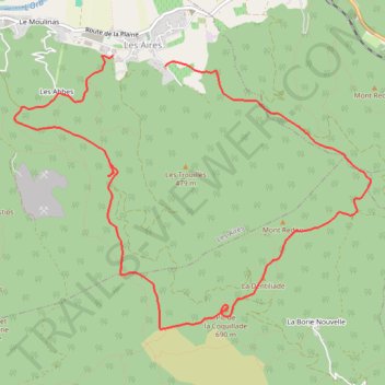 Itinéraire St Michel et pic de la Coquillade en circuit depuis les Aires, distance, dénivelé, altitude, carte, profil, trace GPS