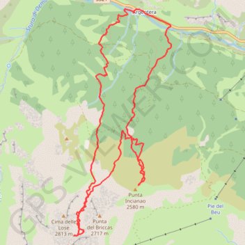 Itinéraire Cime de la Lose Punta d'Incianao, distance, dénivelé, altitude, carte, profil, trace GPS