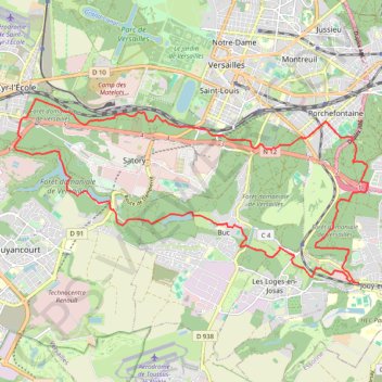 Itinéraire Vallée de la Bièvre et coteaux sud de Versailles, distance, dénivelé, altitude, carte, profil, trace GPS