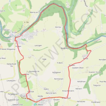 Itinéraire Circuit du pont Coblant - Gouézec, distance, dénivelé, altitude, carte, profil, trace GPS