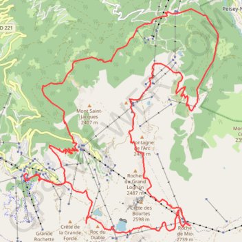 Itinéraire Roche de Mio, tunnel des Inversens, les Bauches, distance, dénivelé, altitude, carte, profil, trace GPS