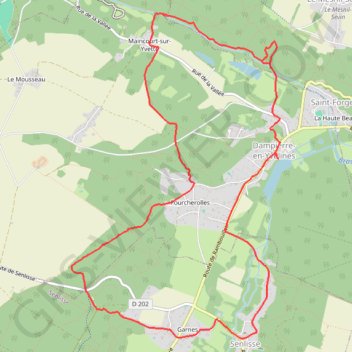 Itinéraire Dampierre, distance, dénivelé, altitude, carte, profil, trace GPS