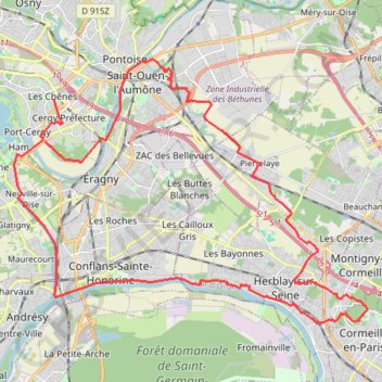 Itinéraire Montigny-les-Cormeilles - Fort de Cormeilles, distance, dénivelé, altitude, carte, profil, trace GPS