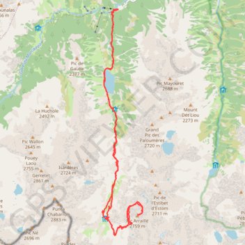 Itinéraire Pic Araillé, distance, dénivelé, altitude, carte, profil, trace GPS