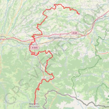 Itinéraire GR 86 : De Aurignac à Bagnères-de-Luchon (Haute-Garonne), distance, dénivelé, altitude, carte, profil, trace GPS