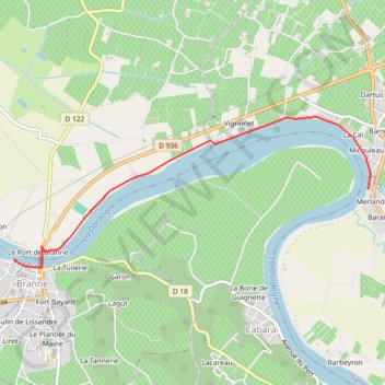 Itinéraire Sur les rives de la dordogne, distance, dénivelé, altitude, carte, profil, trace GPS