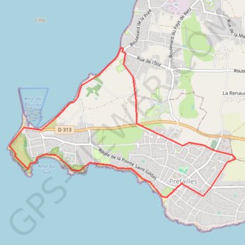 Itinéraire Prefailles pointe Saint Gildas, distance, dénivelé, altitude, carte, profil, trace GPS
