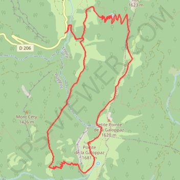 Itinéraire BAUGES - Pointe de Galoppaz, distance, dénivelé, altitude, carte, profil, trace GPS