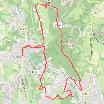 Itinéraire Boucle depuis Limonest, distance, dénivelé, altitude, carte, profil, trace GPS