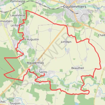 Itinéraire Les Coteaux du Morin et de l'Aubetin - Boucle - Saints, distance, dénivelé, altitude, carte, profil, trace GPS