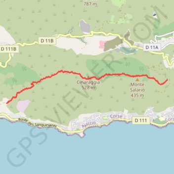 Itinéraire Chemin des crêtes d'Ajaccio - Haute corniche, distance, dénivelé, altitude, carte, profil, trace GPS