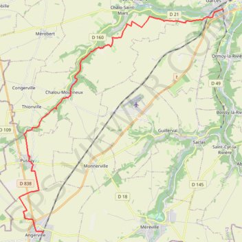 Itinéraire Angerville - Etampes, distance, dénivelé, altitude, carte, profil, trace GPS