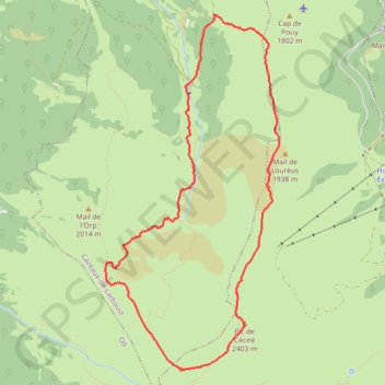 Itinéraire Coume de Bour Céciré, distance, dénivelé, altitude, carte, profil, trace GPS