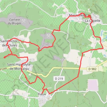 Itinéraire Entre la Capelle et Saint-Victor - Flaux, distance, dénivelé, altitude, carte, profil, trace GPS