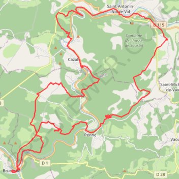 Itinéraire Bruniquel-Couyrac-grotte du Capucin-Saint Antonin, distance, dénivelé, altitude, carte, profil, trace GPS