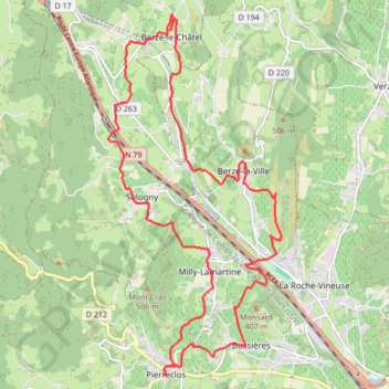 Itinéraire Pierreclos 21 Km, distance, dénivelé, altitude, carte, profil, trace GPS