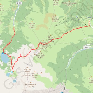 Itinéraire Superbagneres - Espingo - Astau, distance, dénivelé, altitude, carte, profil, trace GPS