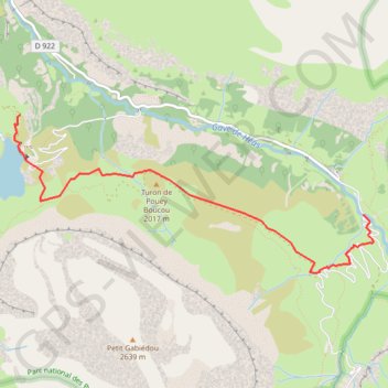 Itinéraire Traversée de la montagne de POUEY BOUCOU, distance, dénivelé, altitude, carte, profil, trace GPS