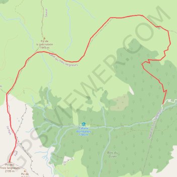 Itinéraire Pic des Trois Seigneurs par Mentiès, distance, dénivelé, altitude, carte, profil, trace GPS