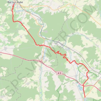 Itinéraire Bar-sur-Aube - Chateauvillain (Via Francigena), distance, dénivelé, altitude, carte, profil, trace GPS