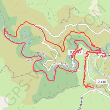 Itinéraire Cirque de Navacelles, moulin de la Foux, distance, dénivelé, altitude, carte, profil, trace GPS