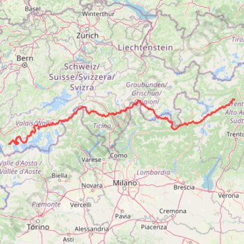 Itinéraire Route from Tisens (Tesimo) to Liddes, distance, dénivelé, altitude, carte, profil, trace GPS
