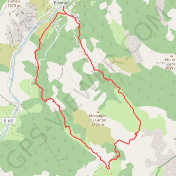 Itinéraire PIED_SEYNE-4 -tour-du-carton 19,5 km 1424 m d+, distance, dénivelé, altitude, carte, profil, trace GPS