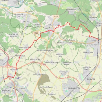 Itinéraire Fosses-Bouffemont, distance, dénivelé, altitude, carte, profil, trace GPS