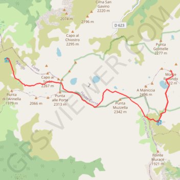 Itinéraire 6ème étape GR20, distance, dénivelé, altitude, carte, profil, trace GPS