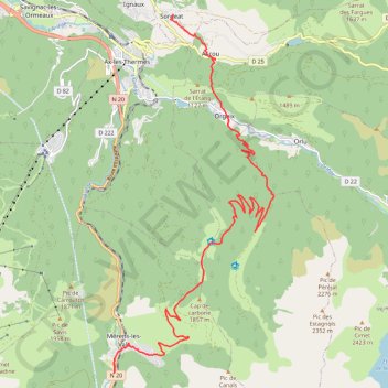 Itinéraire Sorgeat Merens (Chemin des Bonhommes), distance, dénivelé, altitude, carte, profil, trace GPS