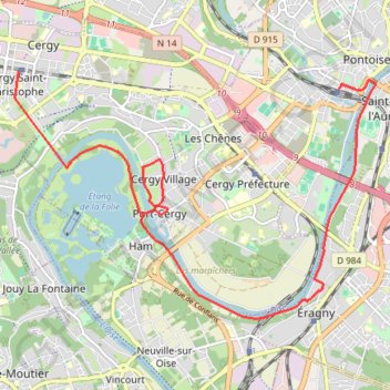 Itinéraire Bords d'Oise de la ville d'art et d'histoire à l'axe majeur - Cergy-Pontoise, distance, dénivelé, altitude, carte, profil, trace GPS