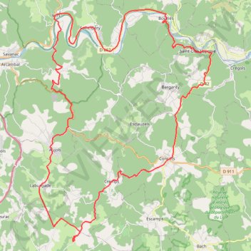 Itinéraire Circuit Lalbenque / Saint-Cirq-Lapopie, distance, dénivelé, altitude, carte, profil, trace GPS