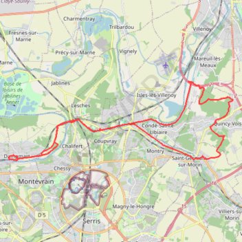 Itinéraire Dampmart - Quincy-Voisins, distance, dénivelé, altitude, carte, profil, trace GPS