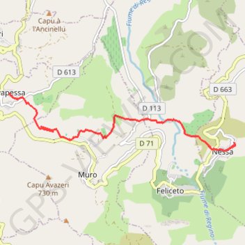 Itinéraire Nessa-avapessa, distance, dénivelé, altitude, carte, profil, trace GPS