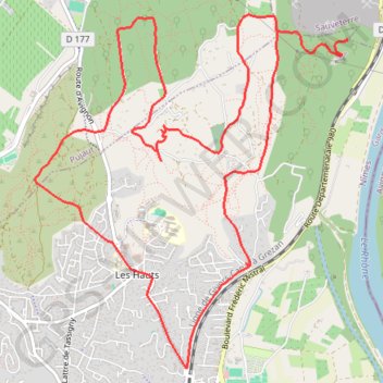 Itinéraire Les Hauts de Villeneuve-lès-Avignon, distance, dénivelé, altitude, carte, profil, trace GPS
