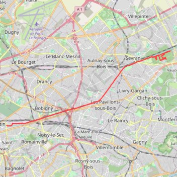 Itinéraire Canal de l'Ourcq de Pantin à Sevran, distance, dénivelé, altitude, carte, profil, trace GPS