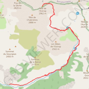 Itinéraire Tête de l'Estrop, distance, dénivelé, altitude, carte, profil, trace GPS