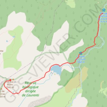 Itinéraire Du refuge forestier du Laurenti au Roc Blanc, distance, dénivelé, altitude, carte, profil, trace GPS