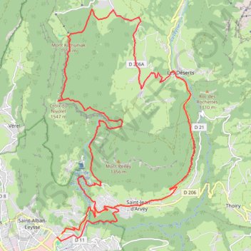 Itinéraire Nivolet - Doriaz, distance, dénivelé, altitude, carte, profil, trace GPS