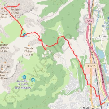Itinéraire Pointe d'Areu, par Doran, distance, dénivelé, altitude, carte, profil, trace GPS