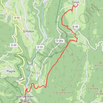 Itinéraire Giron - Saint Germain de Joux, distance, dénivelé, altitude, carte, profil, trace GPS